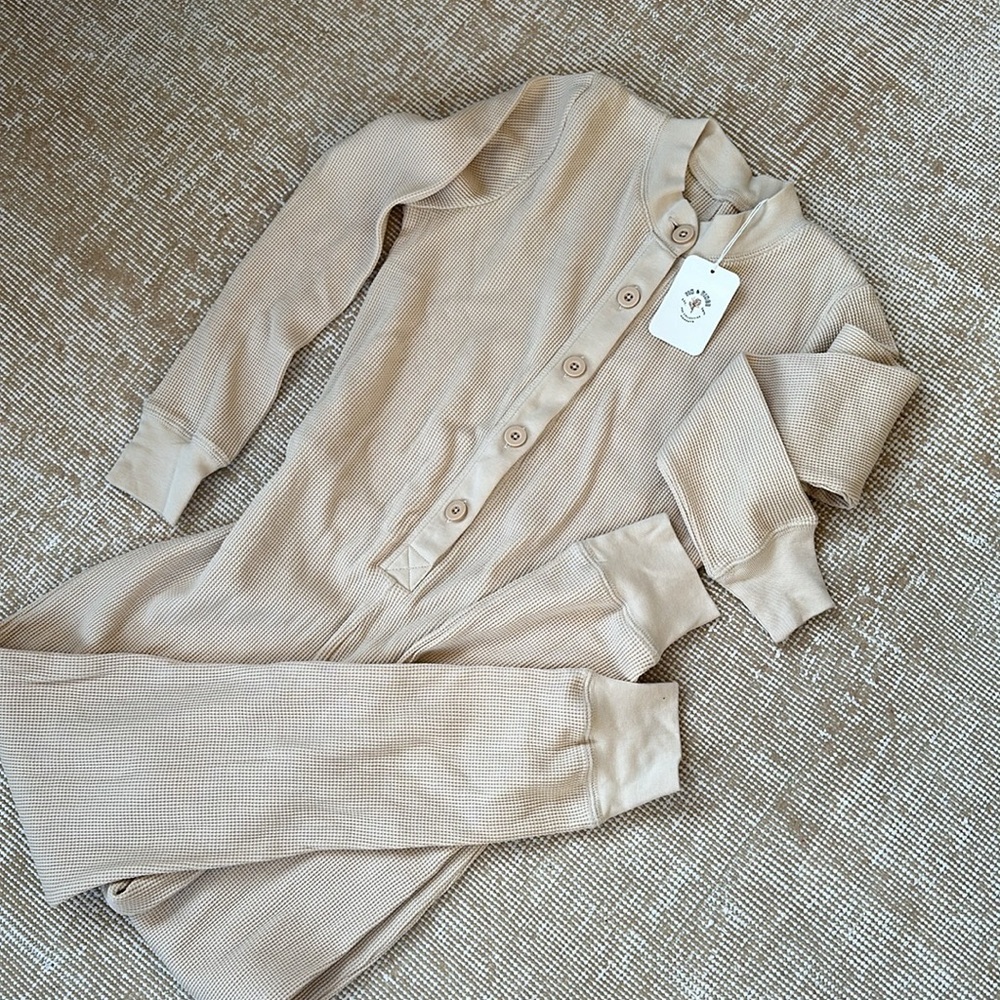 NWT Fin & Vince Women’s Long Johns Waffle Union Suit in Sand Small